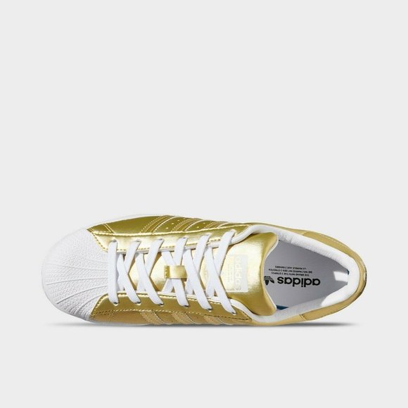 adidas Womens Superstar Satin Gold Metallic White FY1154 Sneaker Fashion Old OG - Picture 4 of 12